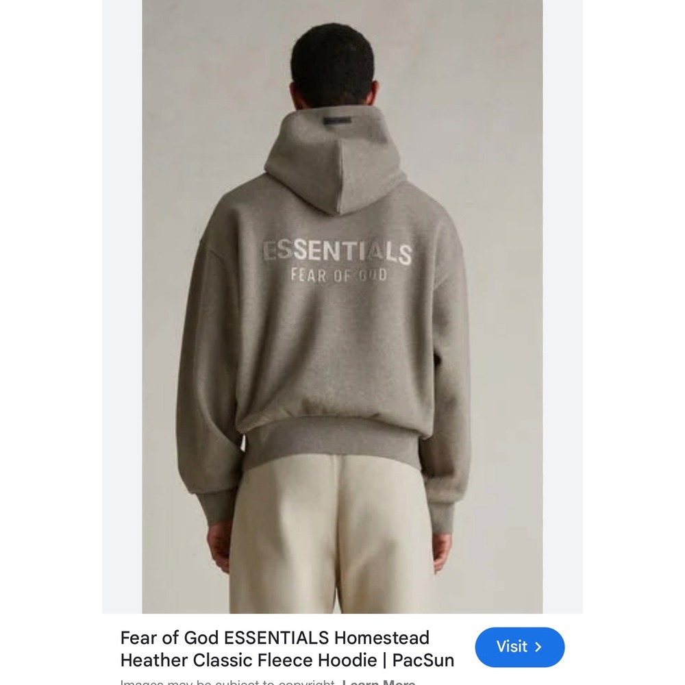 Fear of God ESSENTIALS Homestead Heather Classic Fleece Hoodie Size L - Picture 4 of 8